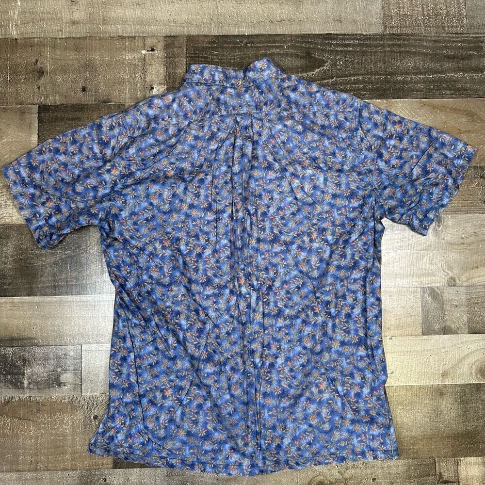 Hilo Hattie Men’s Size Large Casual Button Down Shirt Blue Floral Vintage Retro - Picture 6 of 7